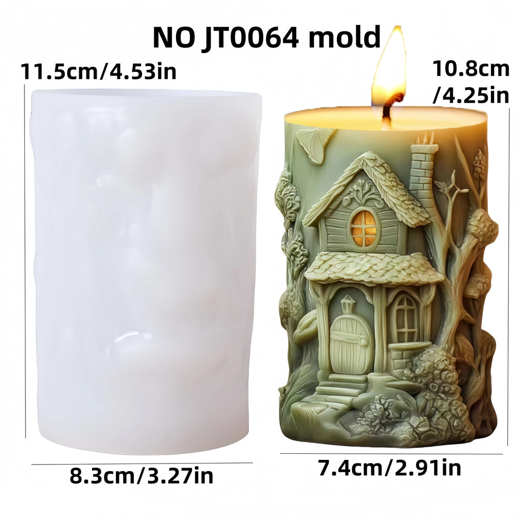 Magic Elf Castle Cylinder Silicone Mold — Candle, Resin & Gypsum Mold for Year-Round Decor