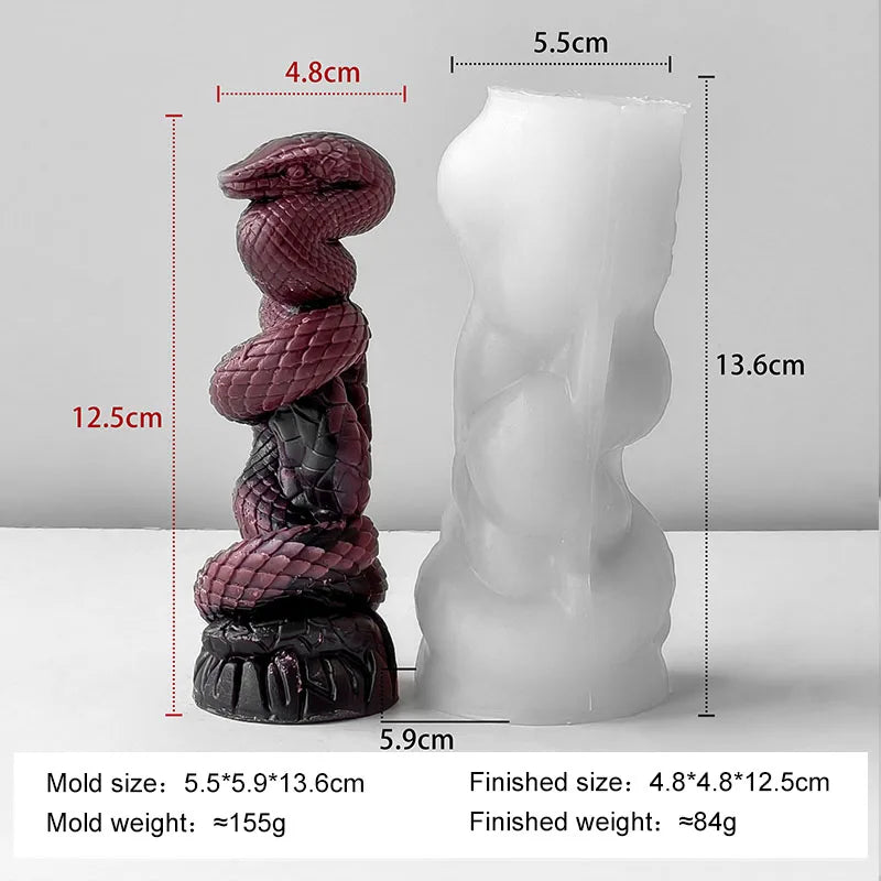 Snake Relief Pillar Candle Mold — Food Grade Silicone for Candles, Soap, Resin & More