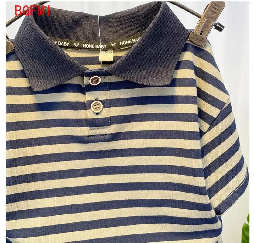 Boys' Korean-Style Polo Shirt & Shorts Set – Summer 2-Piece Outfit