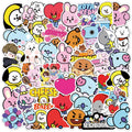Kawaii BT21 Sticker Pack — Waterproof COOKY, KOYA & TATA Anime Decals for Laptops, Suitcases & More (50/82pcs)