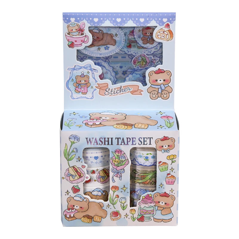 Kawaii Cartoon Washi Tape & Sticker Set — 10 or 40 Rolls + 4 Bonus Stickers for Scrapbooking & Journaling