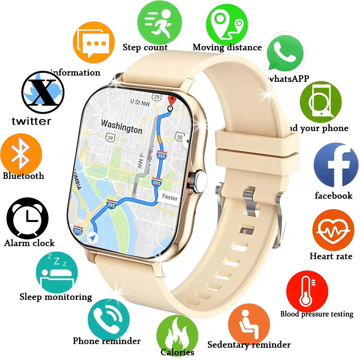Smart Watch with Bluetooth Calling – 2.02" AMOLED, Heart Rate, Blood Oxygen, GPS, NFC, Fitness Tracker for Men & Women