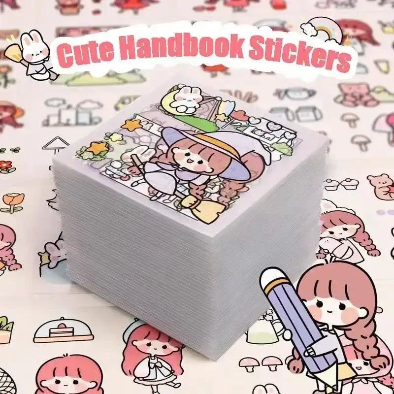 Kawaii PET Cartoon Sticker Pack — Cute DIY Decals for Junk Journals, Scrapbooking & Stationery (10/20/50/100pcs)