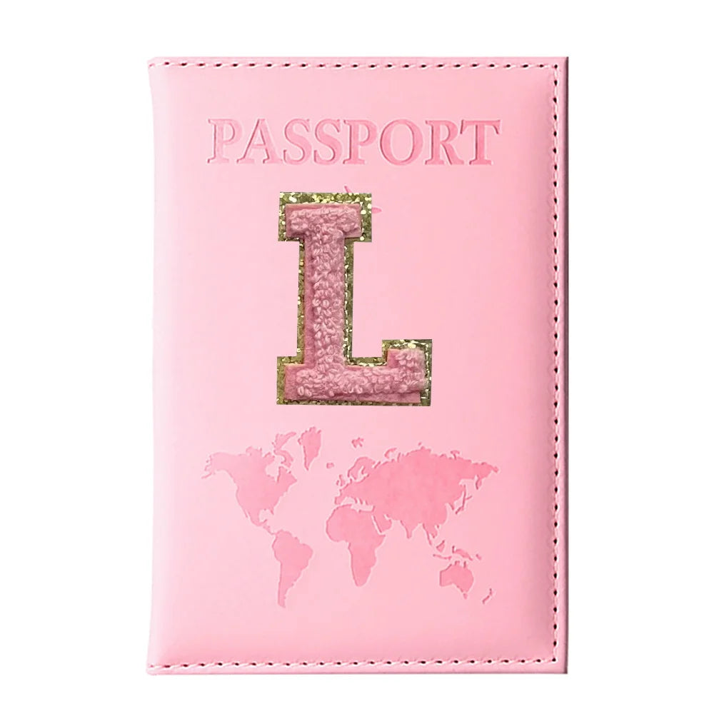 Initial Letter Passport Cover — Waterproof PU Leather Passport Wallet (A–Z)