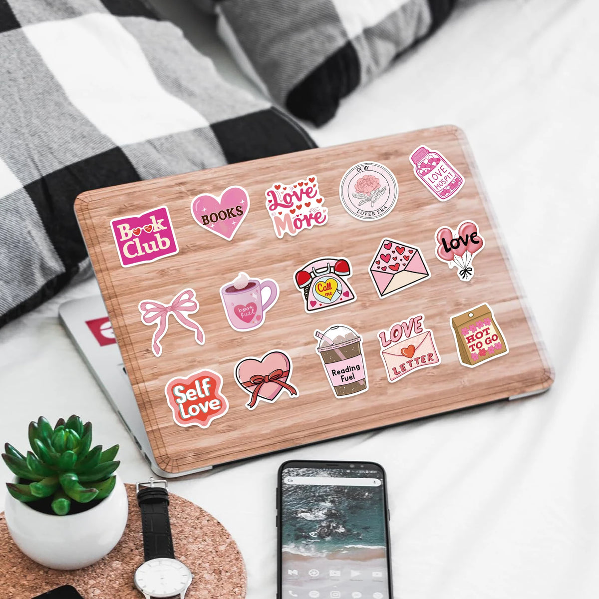 Pink Bookish Sticker Pack – 50pcs Inspirational Decals for Notebooks & Water Bottles