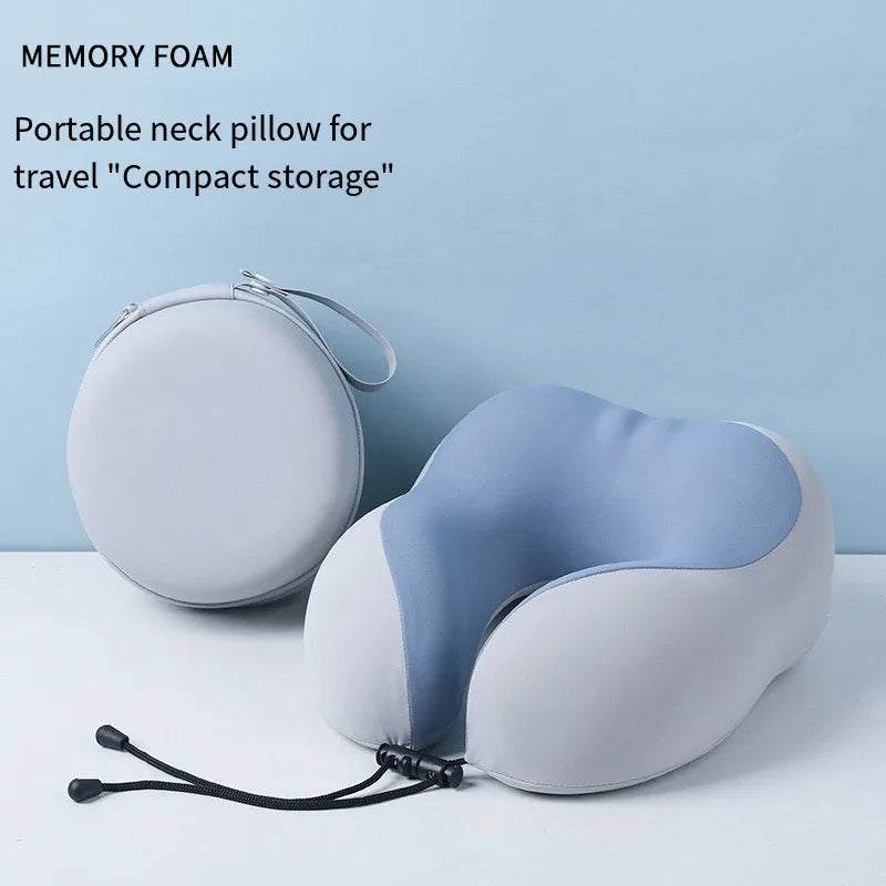 Portable Knit U-Shaped Neck Pillow – Stowable Travel Headrest for Flights, Office & On-the-Go