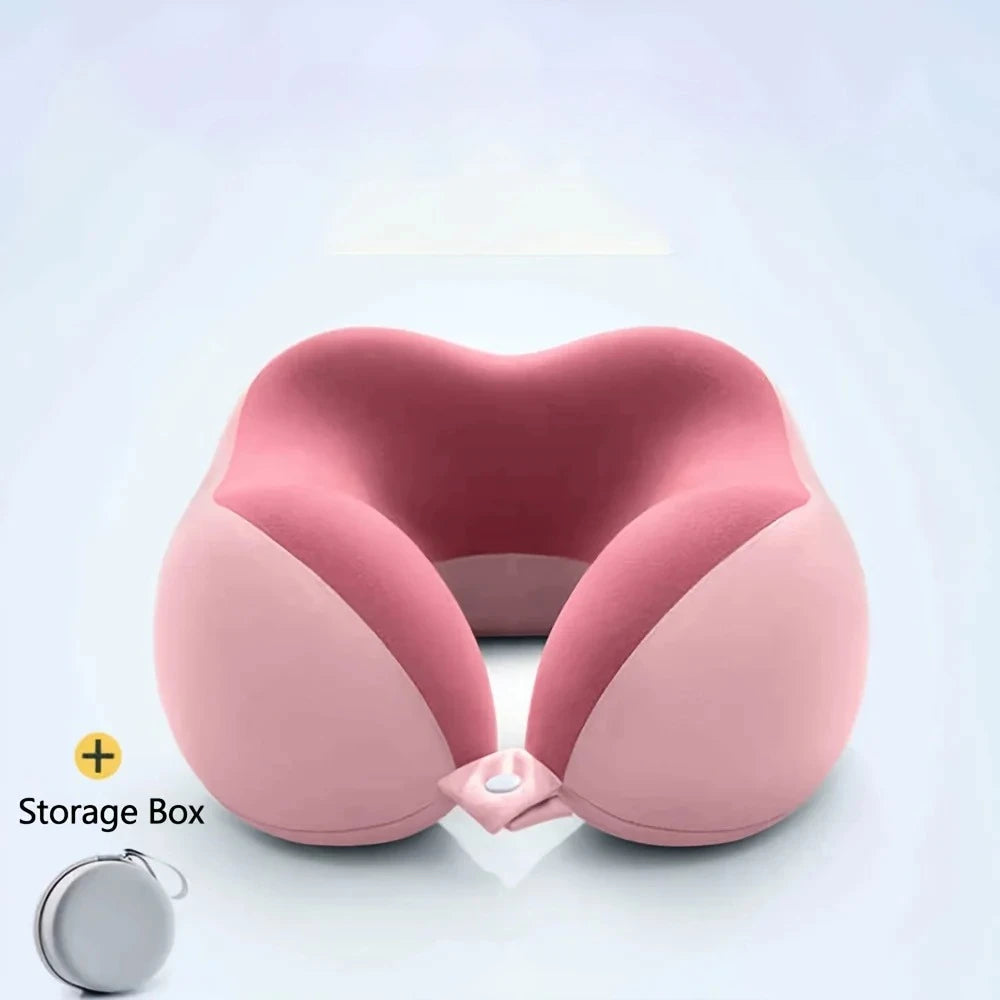 U-Shaped Memory Foam Neck Pillow with Storage Bag — For Travel, Office & Napping
