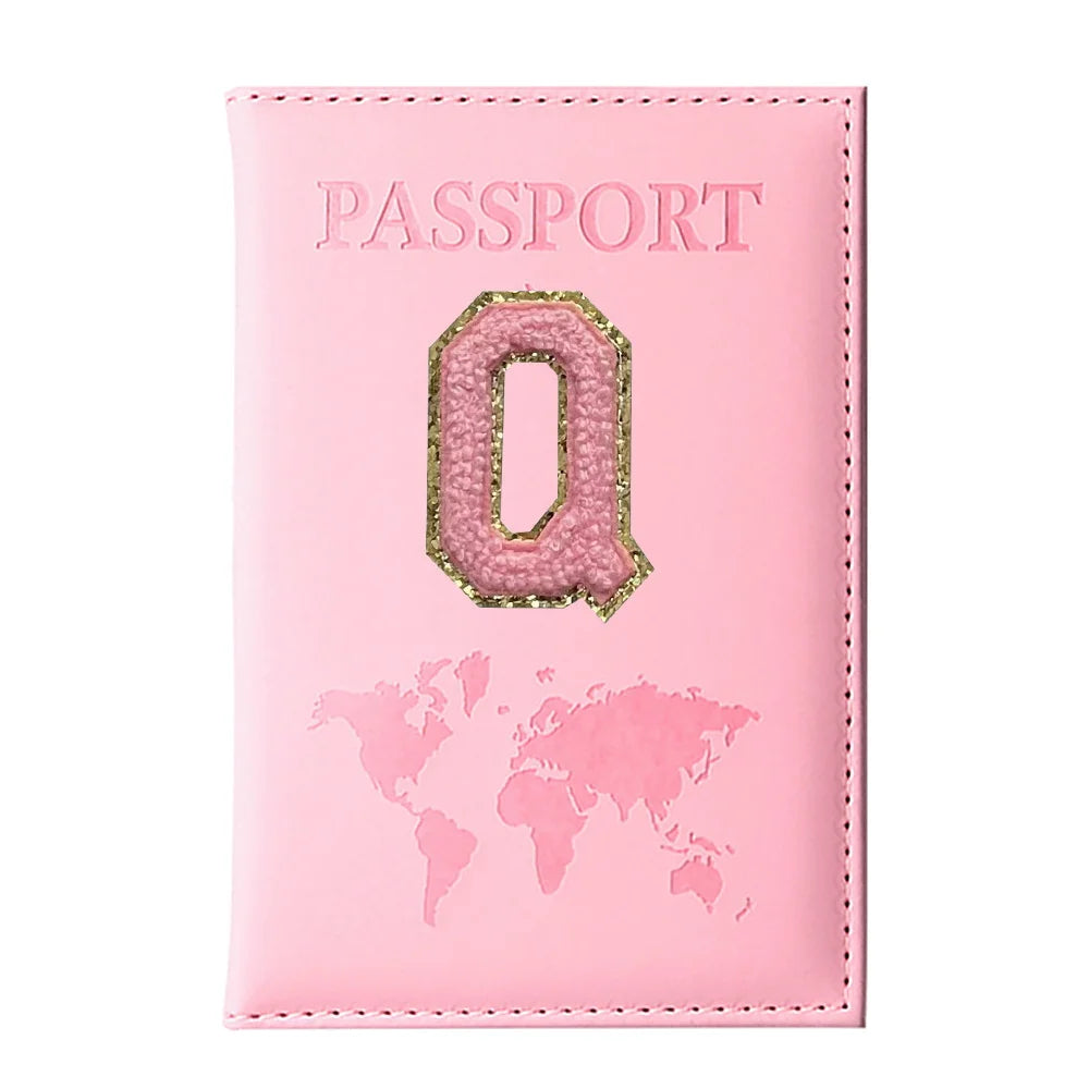 Initial Letter Passport Cover — Waterproof PU Leather Passport Wallet (A–Z)