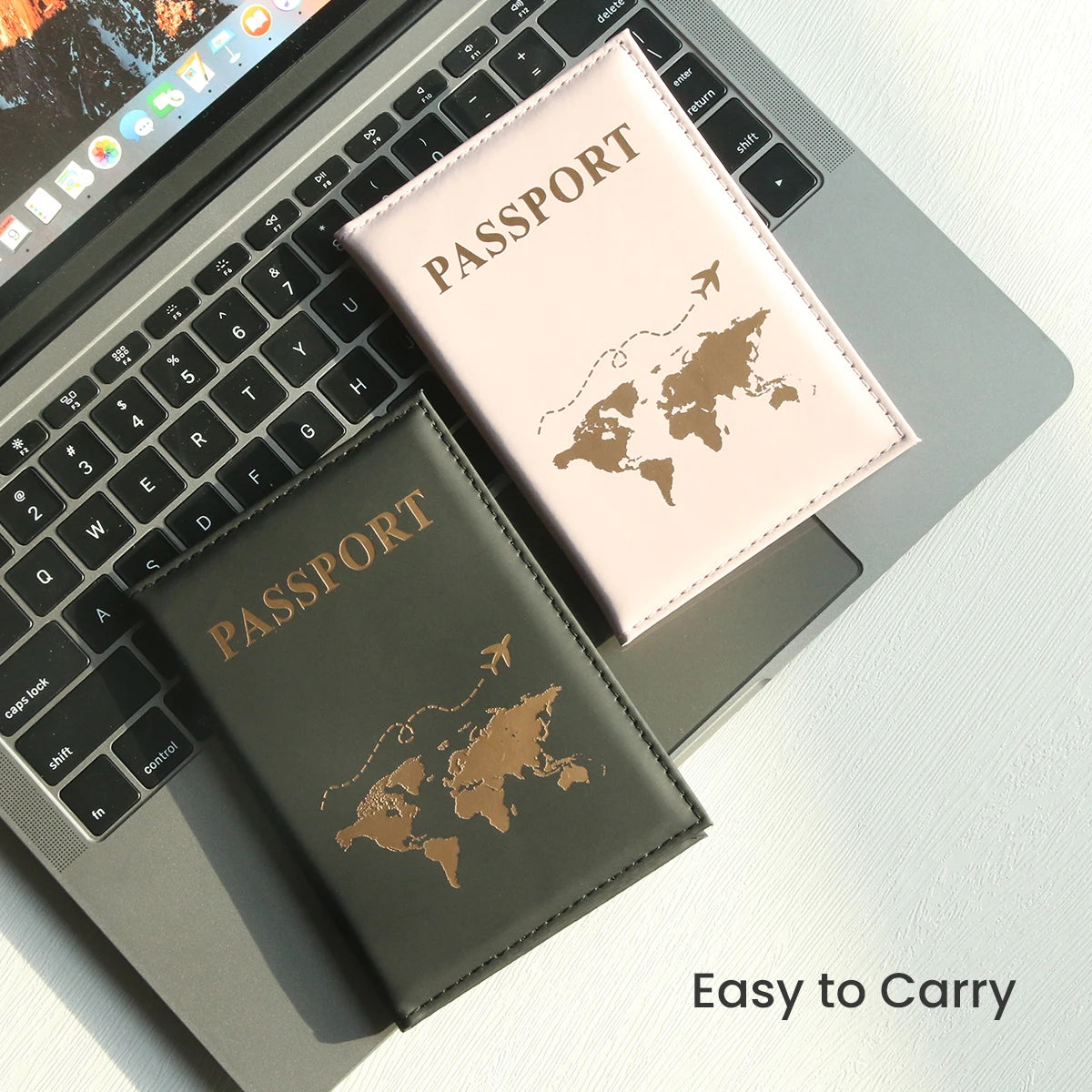 World Map Passport Wallet & Card Organizer — Slim PU Leather Cover for Travel