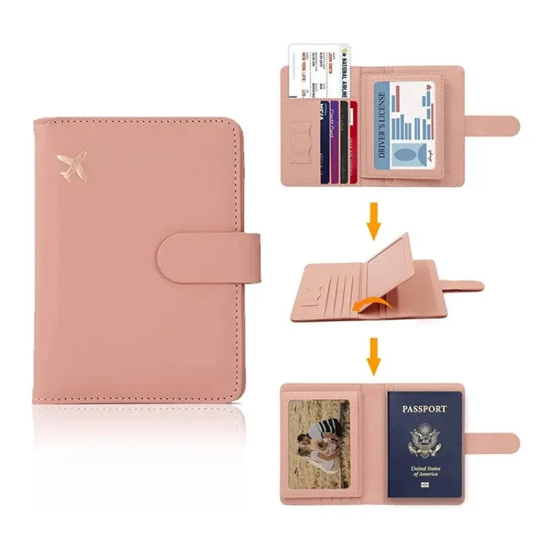 PU Leather Passport Holder with Card Slots — Travel Wallet Cover for Men & Women