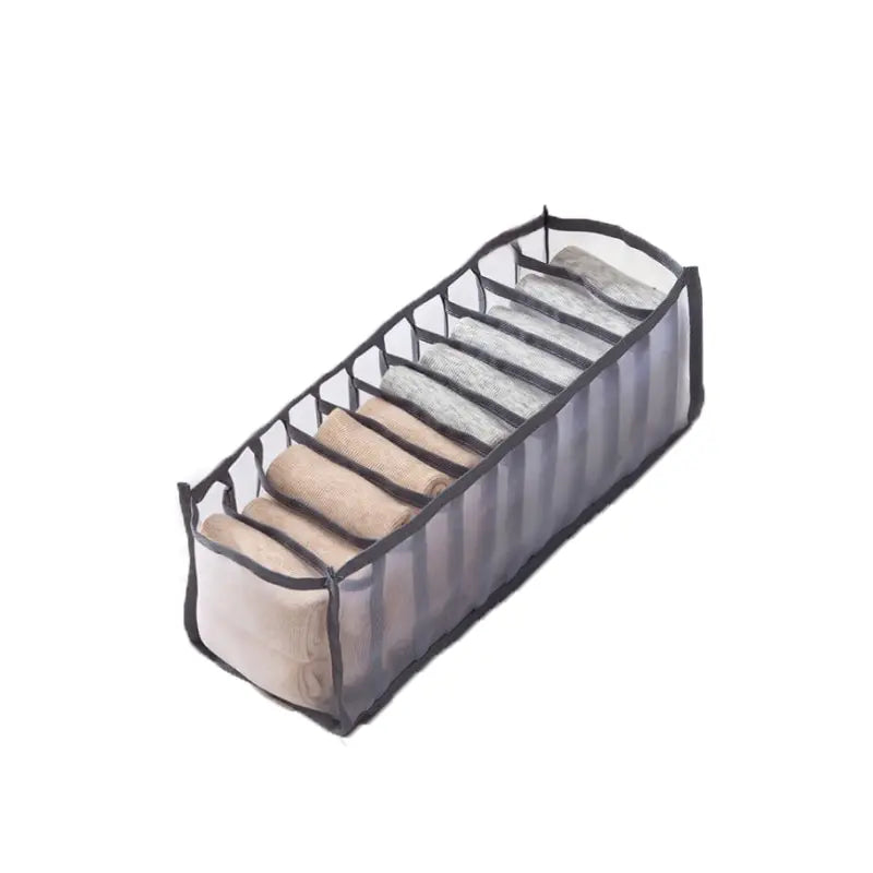 Collapsible Underwear & Sock Drawer Organizer – 11 Compartment Breathable Nylon Storage Box