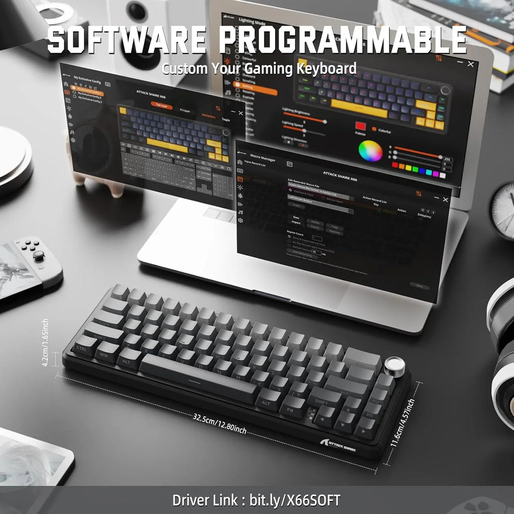 Attack Shark X66 65% Wireless Mechanical Keyboard – Hot-Swap, RGB, Gasket Mount, 3-Mode Connection