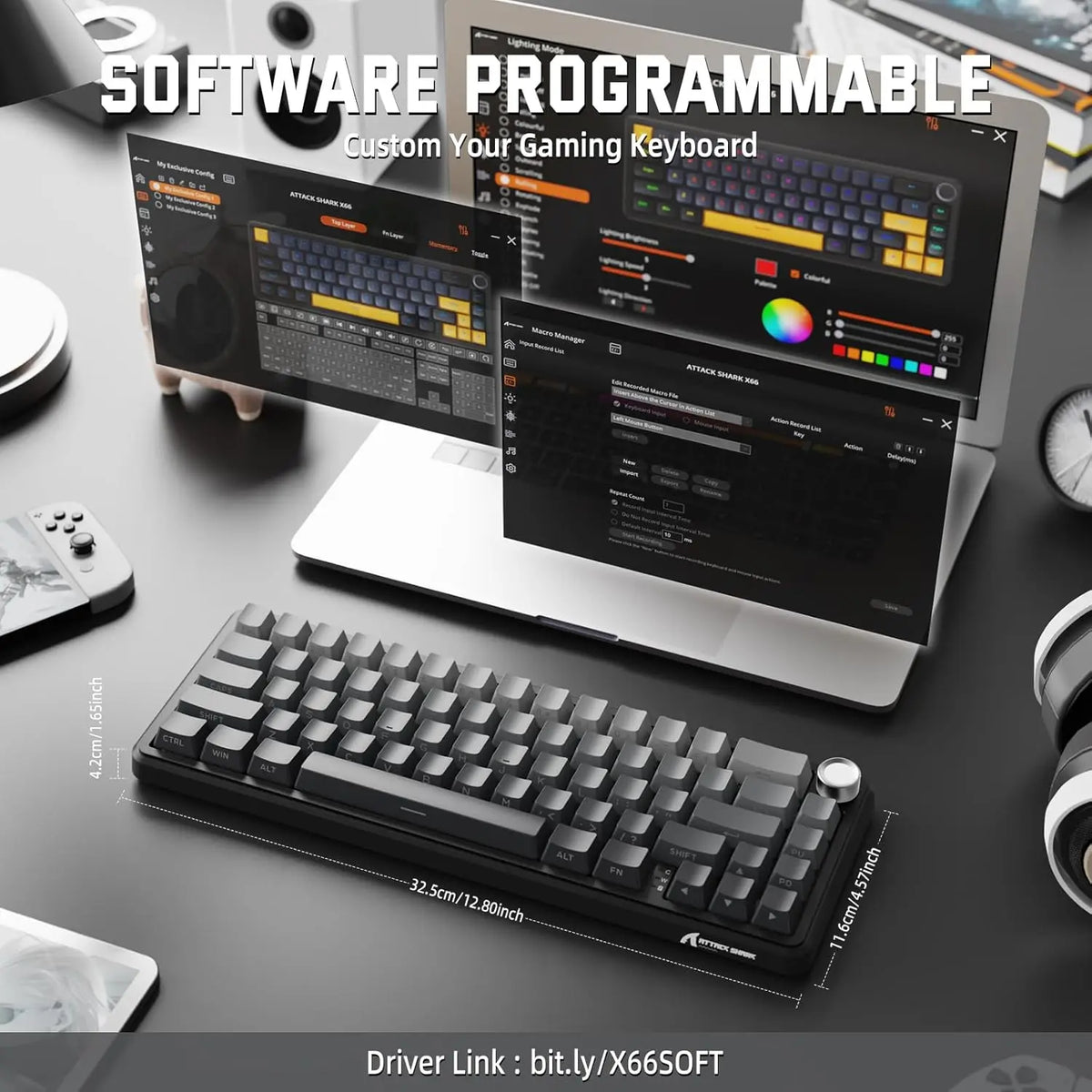 Attack Shark X66 65% Wireless Mechanical Keyboard – Hot-Swap, RGB, Gasket Mount, 3-Mode Connection