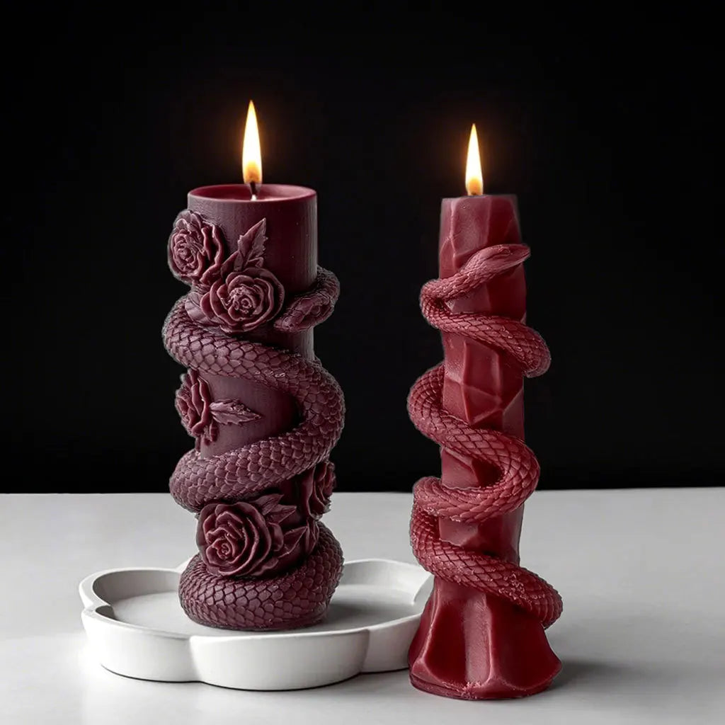 Snake Relief Pillar Candle Mold — Food Grade Silicone for Candles, Soap, Resin & More