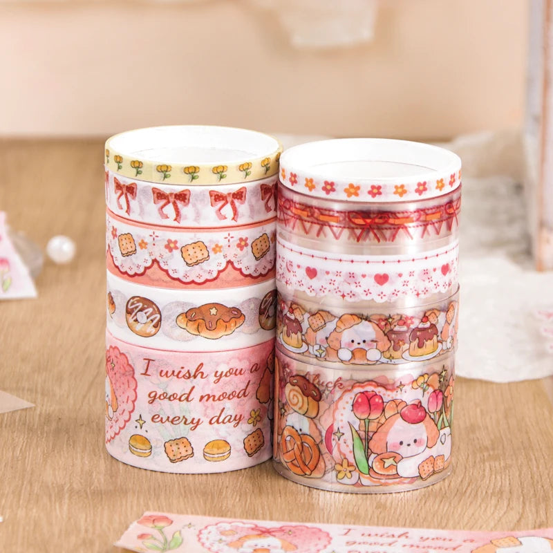 Kawaii Cartoon Washi Tape & Sticker Set — 10 or 40 Rolls + 4 Bonus Stickers for Scrapbooking & Journaling