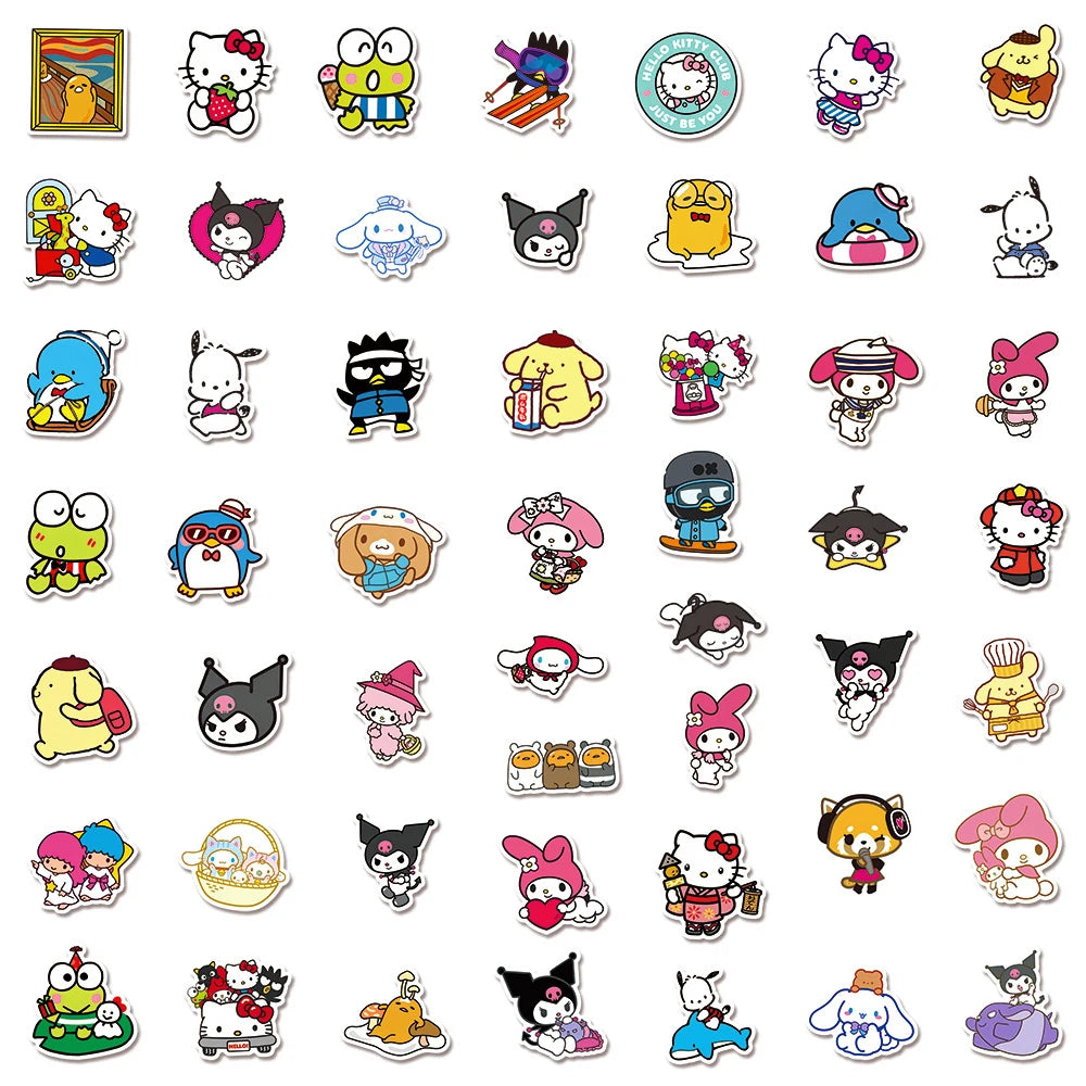 Kawaii Kuromi, My Melody & Hello Kitty Sticker Pack — Cute Sanrio Cartoon Decals (10/30/50/100pcs)