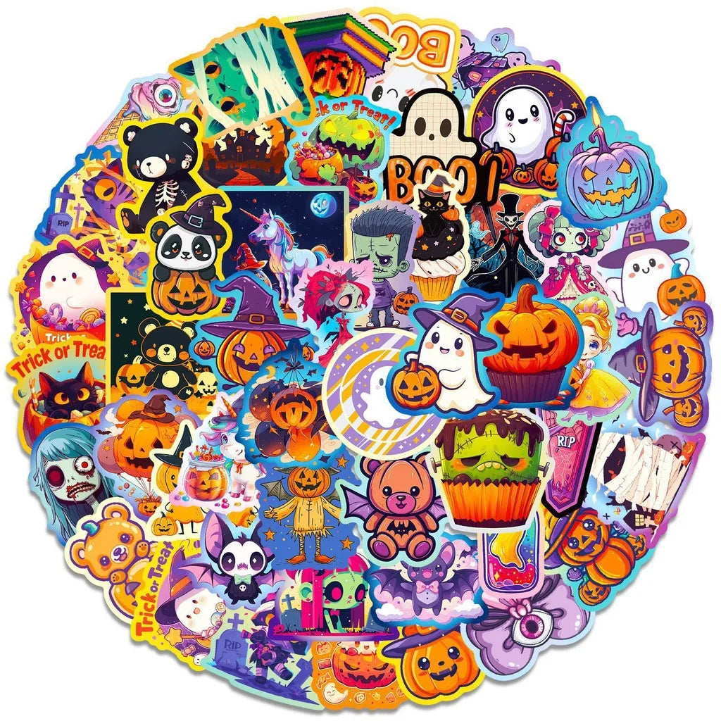 Halloween Graffiti Sticker Pack (50pcs) — Pumpkins, Bats & Castles