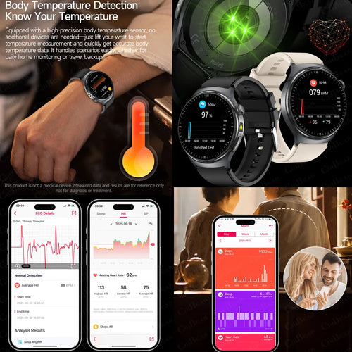 2026 Expert Health Smart Watch – ECG+PPG, Blood Pressure, Uric Acid, Bluetooth Calling, AMOLED Display