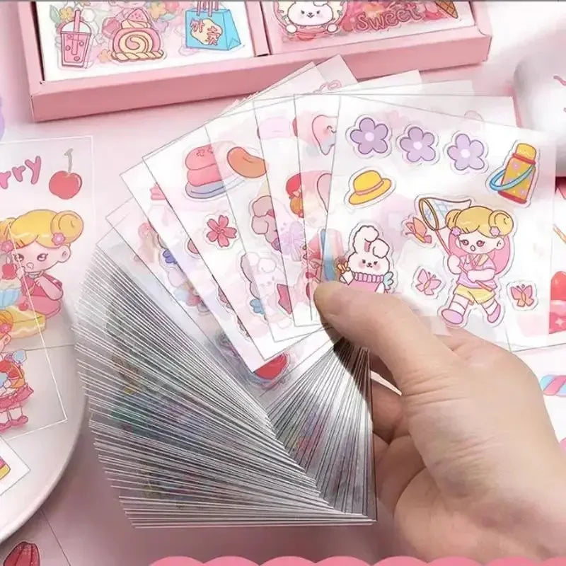 Kawaii PET Cartoon Sticker Pack — Cute DIY Decals for Junk Journals, Scrapbooking & Stationery (10/20/50/100pcs)
