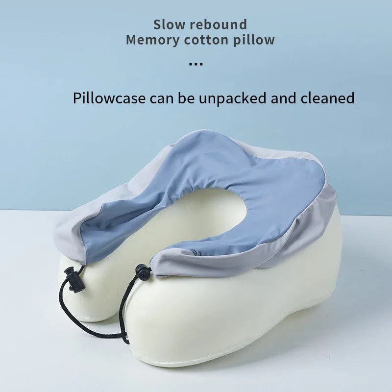 Portable Knit U-Shaped Neck Pillow – Stowable Travel Headrest for Flights, Office & On-the-Go