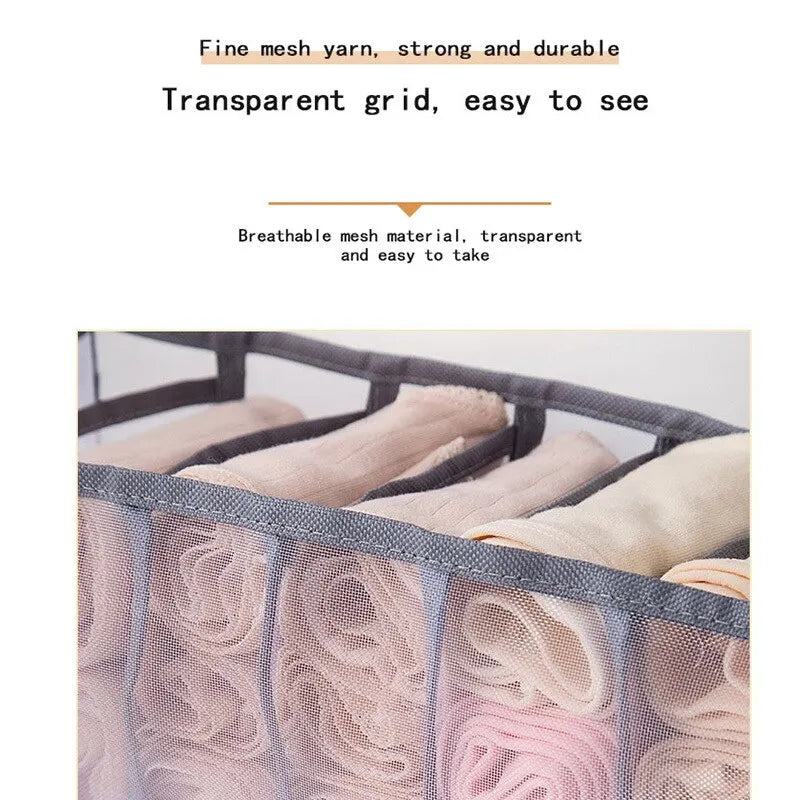 Collapsible Underwear & Sock Drawer Organizer – 11 Compartment Breathable Nylon Storage Box