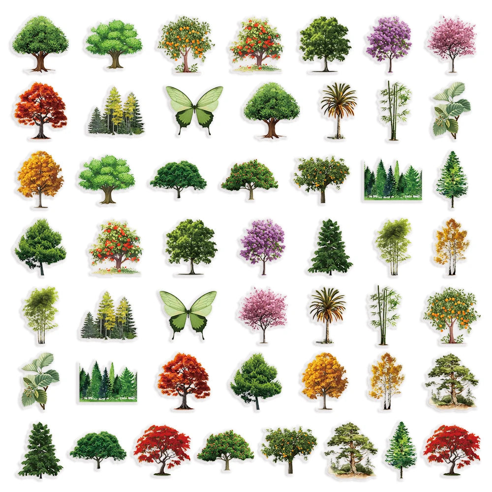 Forest Secret Sticker Pack (50pcs) — Natural Forest Plant & Landscape PET Decals for Journals, Laptops & More
