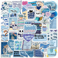 Blue Bookish Sticker Pack – 50pcs Literary Decals for Notebooks, Phone Cases & Desk Decor