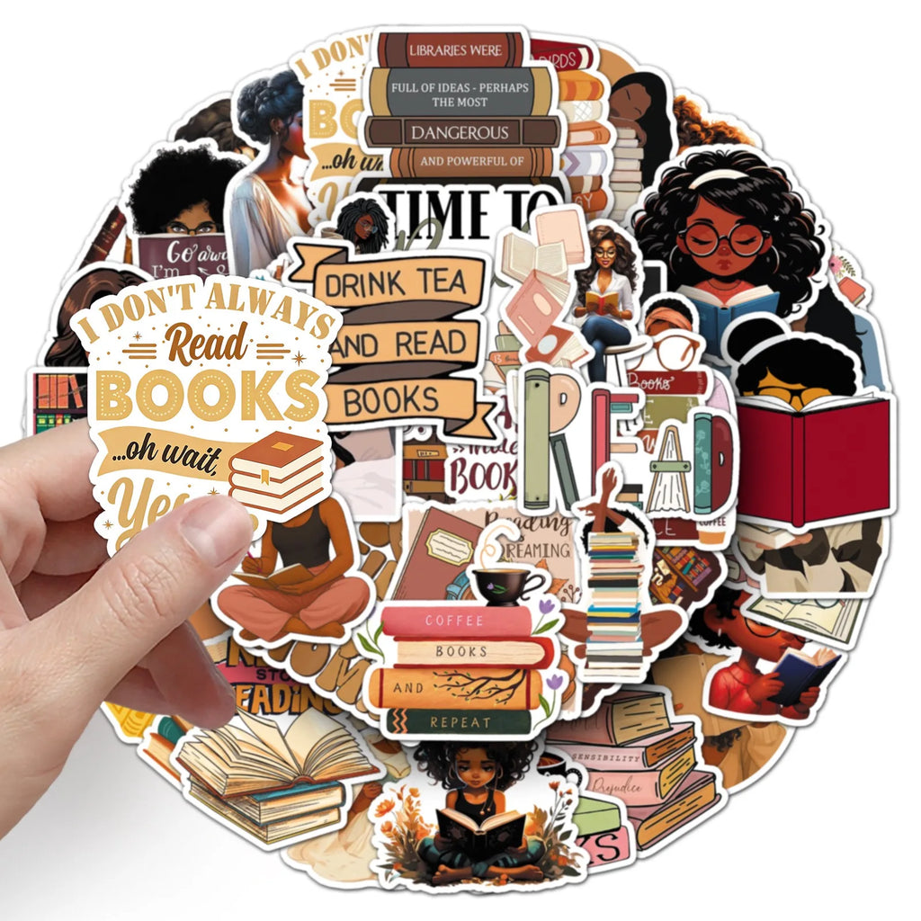 Black Girls Bookish Sticker Pack – 50pcs Reading & Book Lover Decals