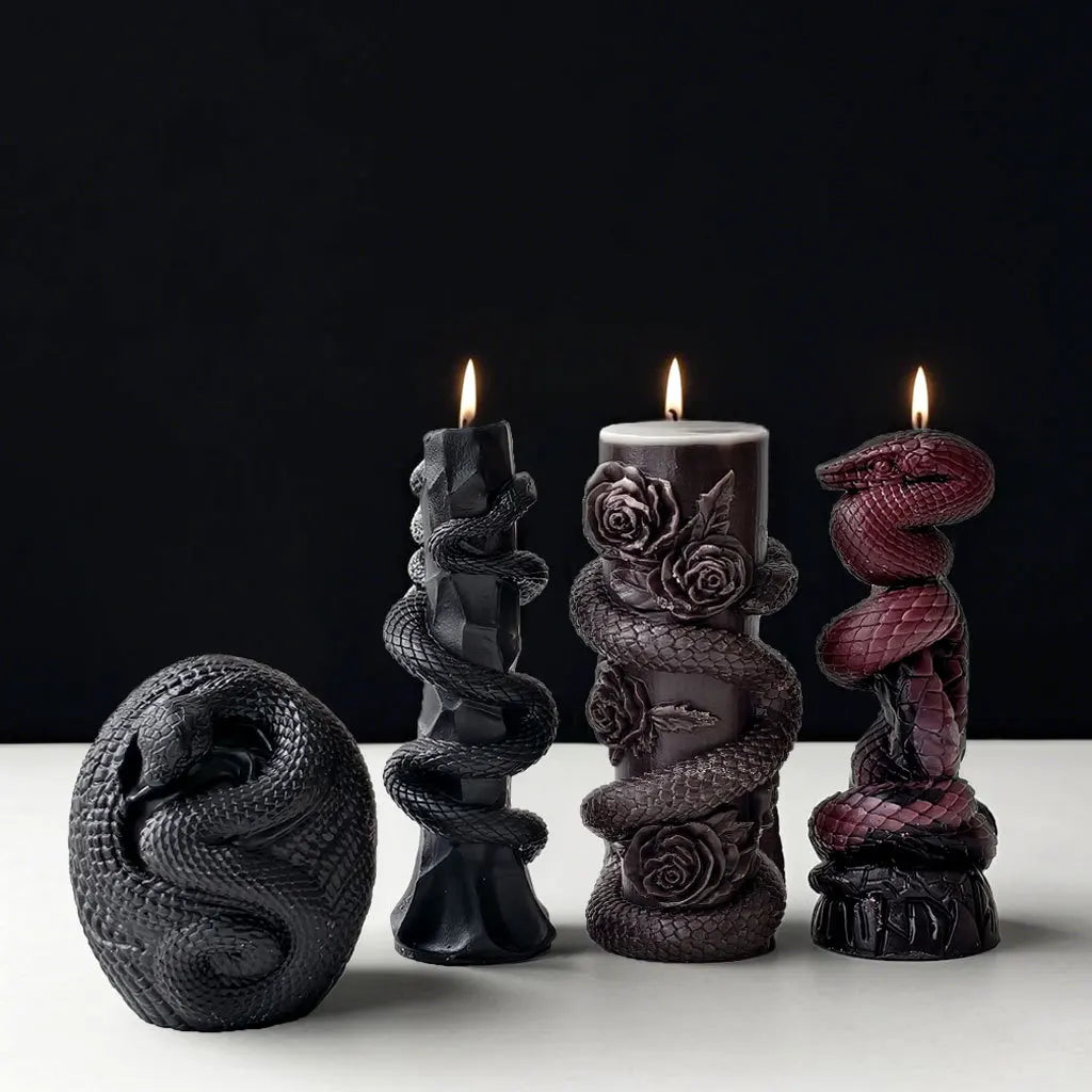 Snake Relief Pillar Candle Mold — Food Grade Silicone for Candles, Soap, Resin & More