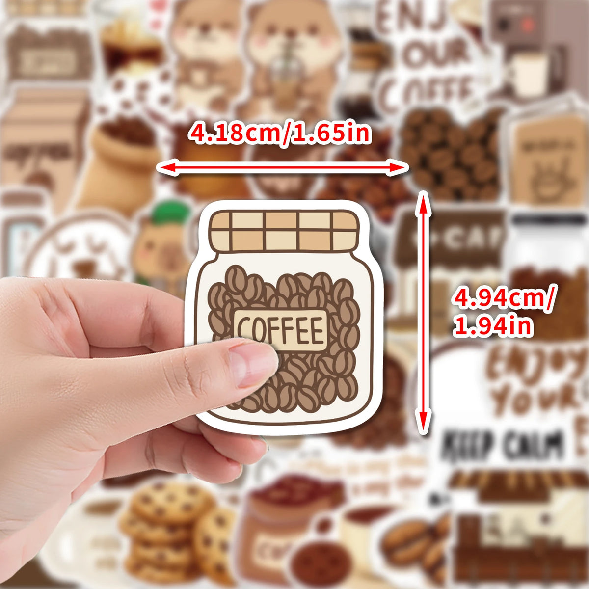 Kawaii Coffee Shop Sticker Pack – 10/30/50pcs Cute Latte & Coffee Bean Decals