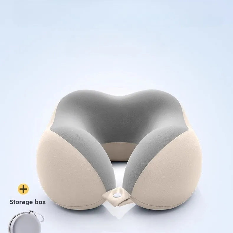 U-Shaped Memory Foam Neck Pillow with Storage Bag — For Travel, Office & Napping