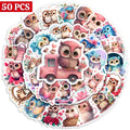 Kawaii Aesthetic Owl Sticker Pack — Waterproof Cartoon Animal Decals (10 / 25 / 50pcs)