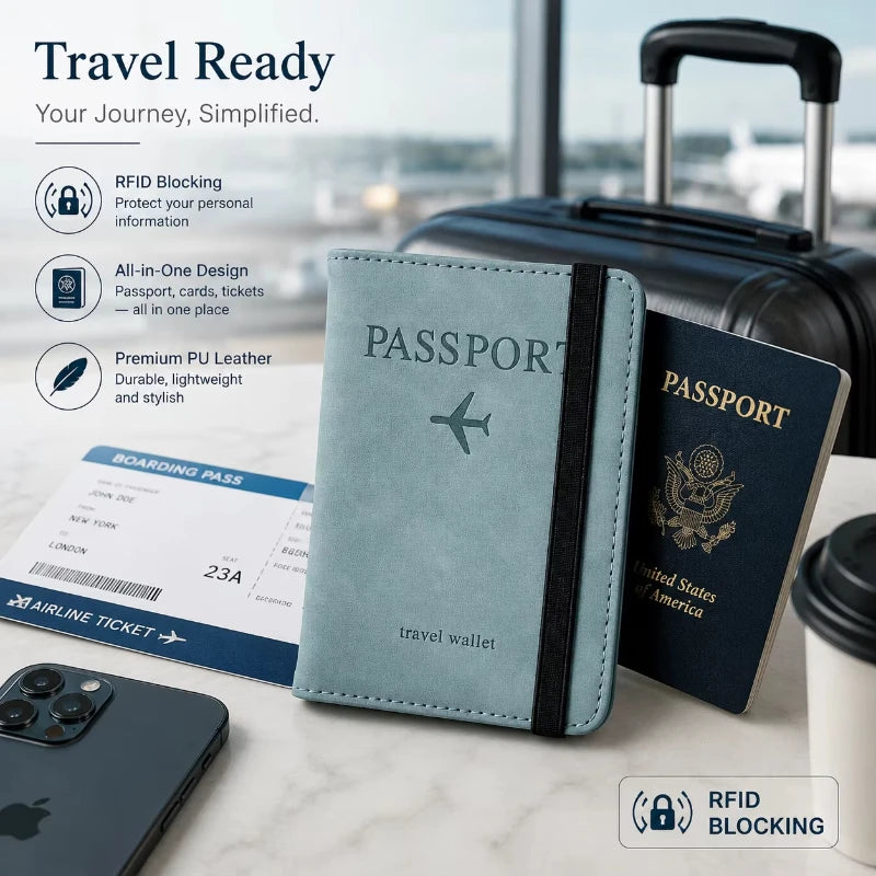 Travel Passport Holder & Wallet Cover — Lightweight PVC Case for Women & Men
