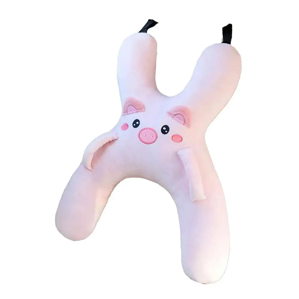 Cute Cartoon Kids Car Seat Neck Pillow — 3-in-1 Headrest, Lumbar Support & Safety Pillow