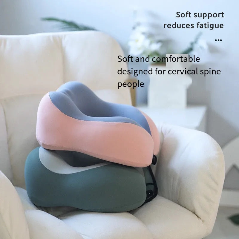 Portable Knit U-Shaped Neck Pillow – Stowable Travel Headrest for Flights, Office & On-the-Go