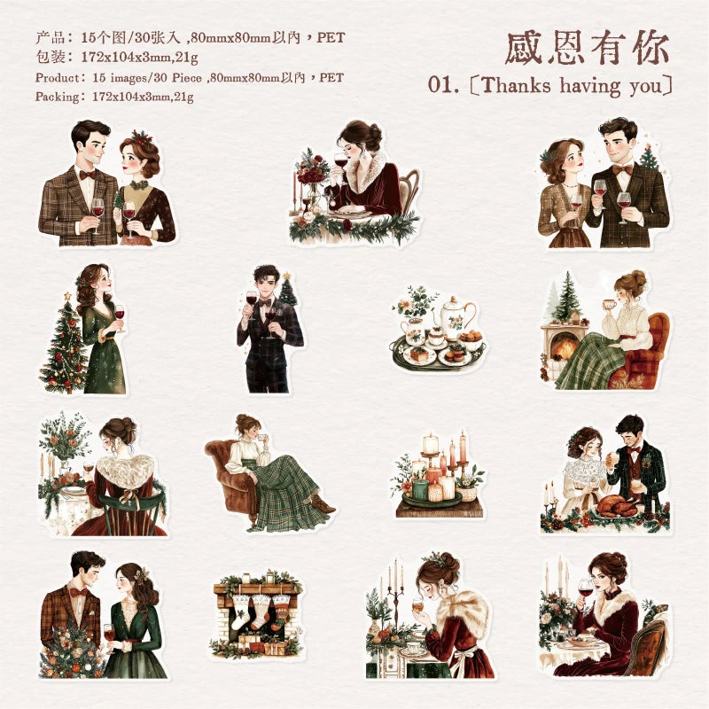 Romantic Lover Sticker Pack – 30pcs Wedding & Love Decals for Journals & Planners