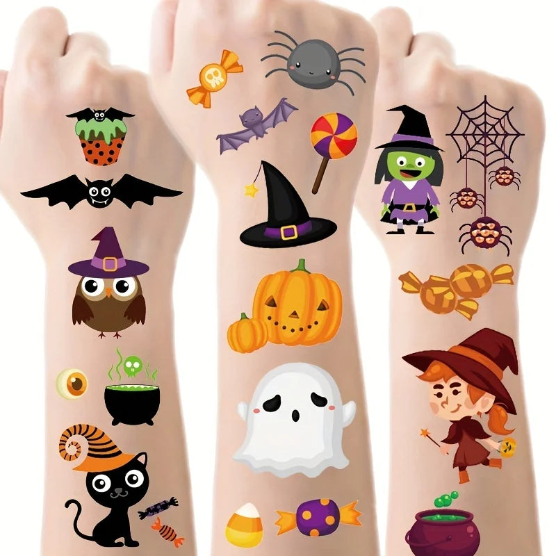 Halloween Temporary Tattoo Sheets (10 Sheets) — Pumpkins & Ghosts for Kids