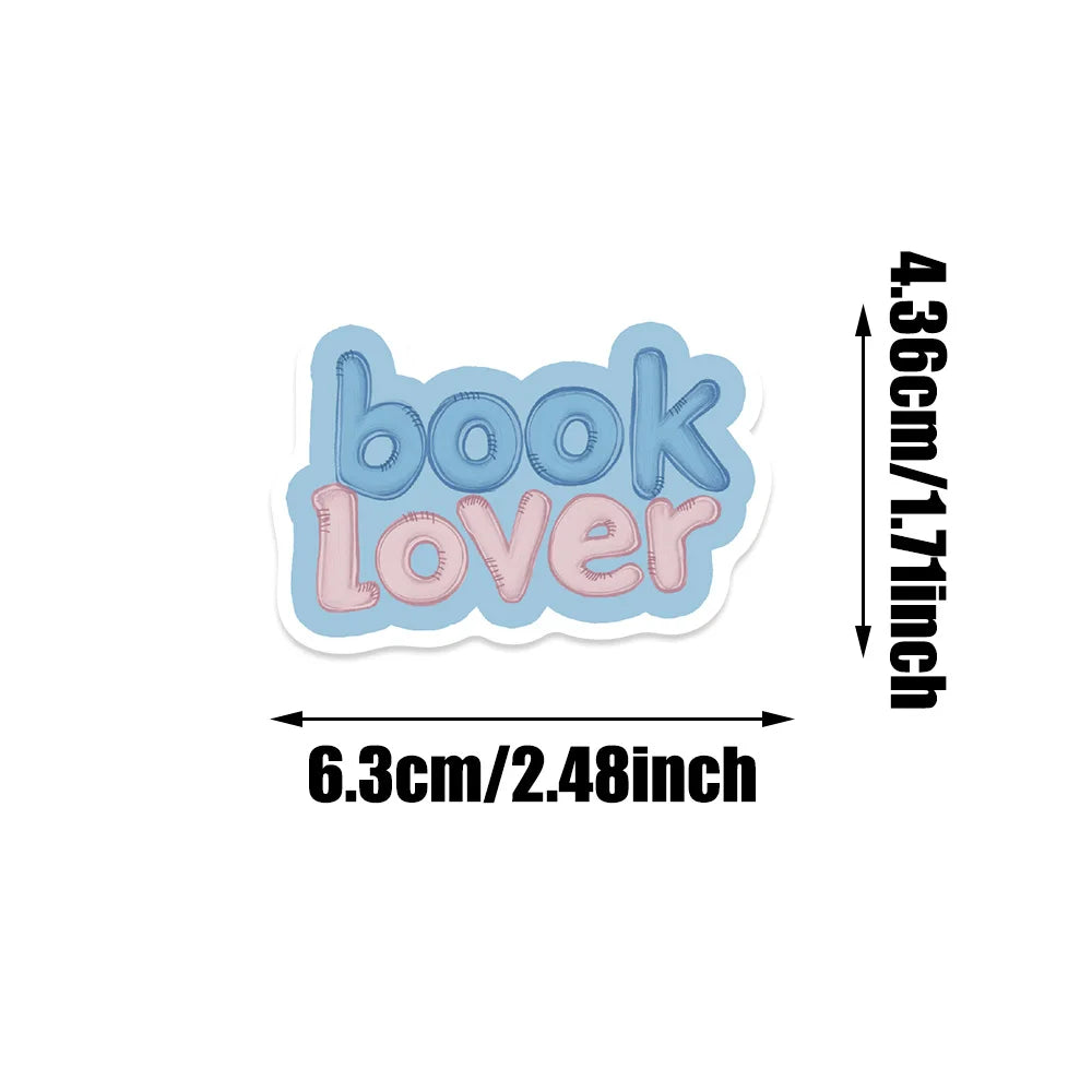 Blue Bookish Sticker Pack – 50pcs Literary Decals for Notebooks, Phone Cases & Desk Decor
