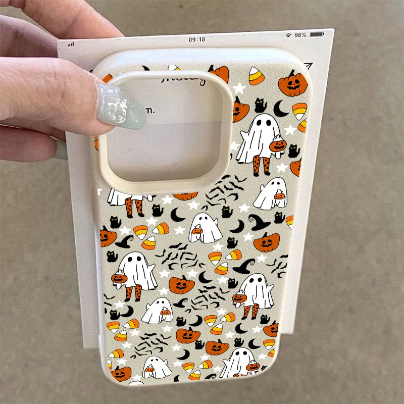 Halloween Pumpkin Ghost Phone Case — Shockproof Soft TPU Cover