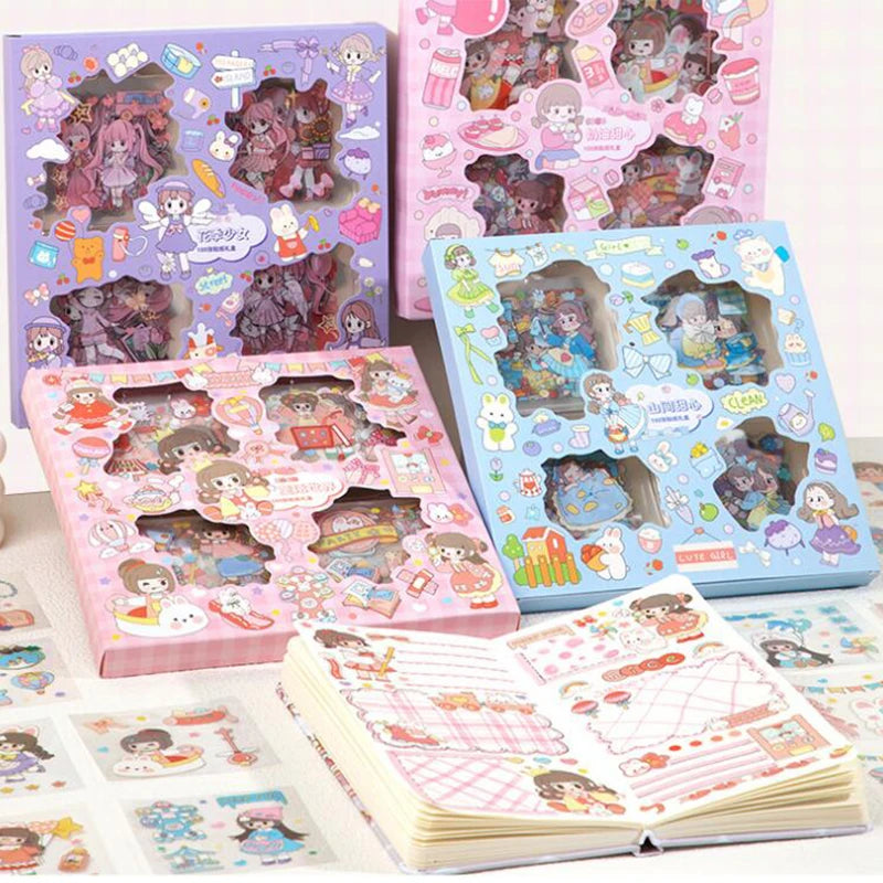 Kawaii PET Pattern Sticker Pack (20pcs) — Cute Cartoon DIY Decals for Handbooks, Scrapbooking & Stationery