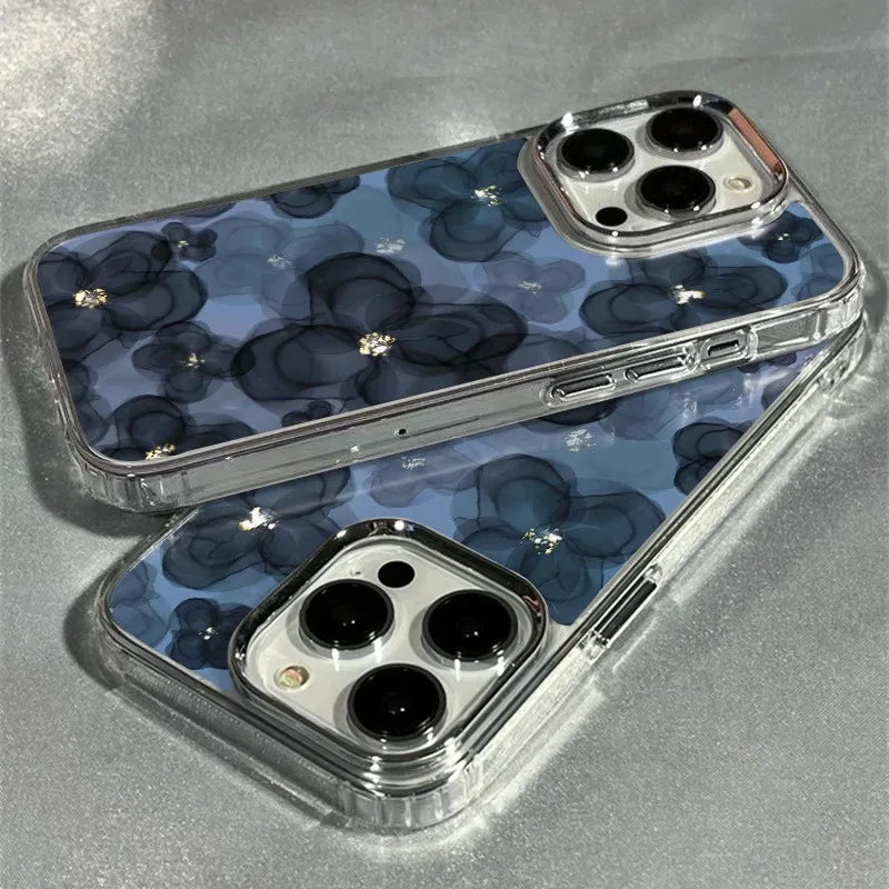 Clear Electroplated Floral Phone Case — Elegant Everyday Cover for iPhone 11–17