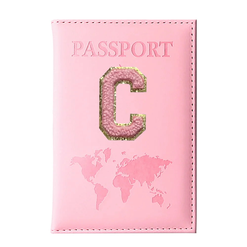 Initial Letter Passport Cover — Waterproof PU Leather Passport Wallet (A–Z)