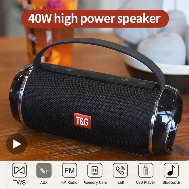 Portable Bluetooth Speaker with FM Radio – Wireless Waterproof Subwoofer Sound Box