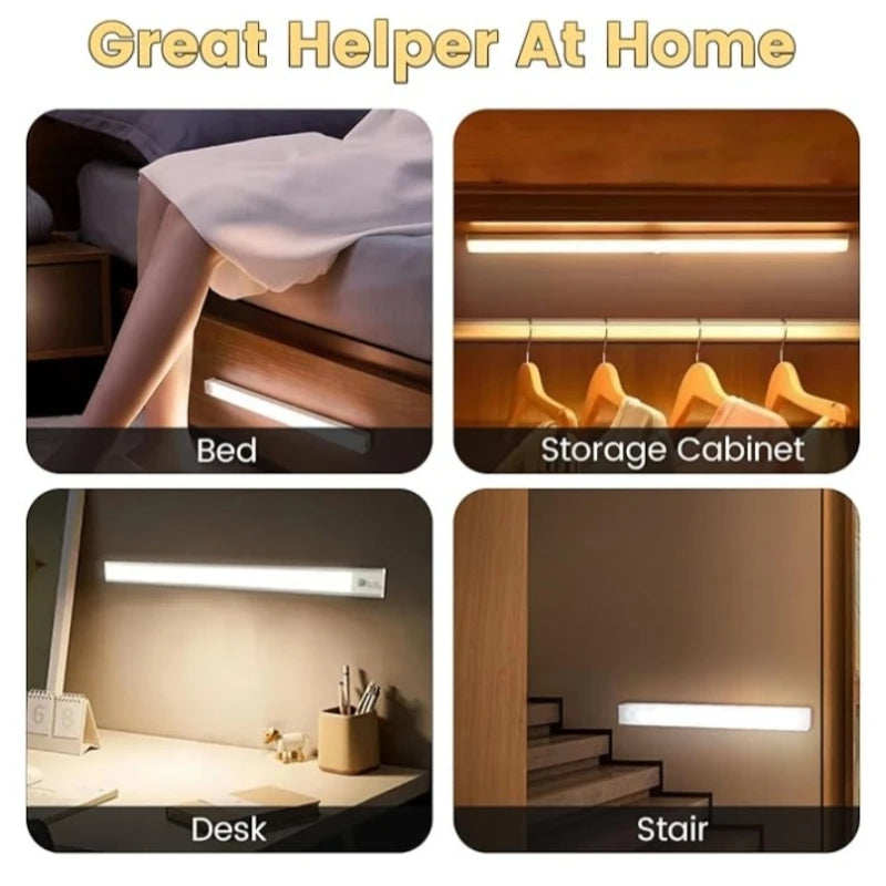 Wireless Motion Sensor LED Cabinet Light – USB Rechargeable, Magnetic Mount for Closet, Kitchen & Hallway
