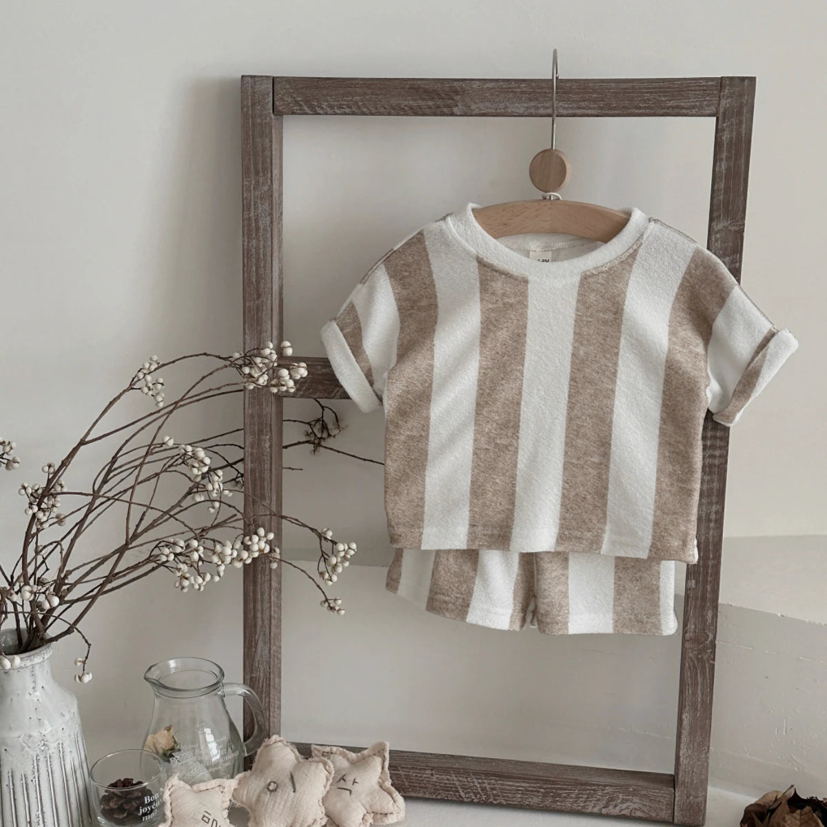 Kids Striped 2-Piece Set – Short Sleeve T-Shirt & Shorts for Boys & Girls