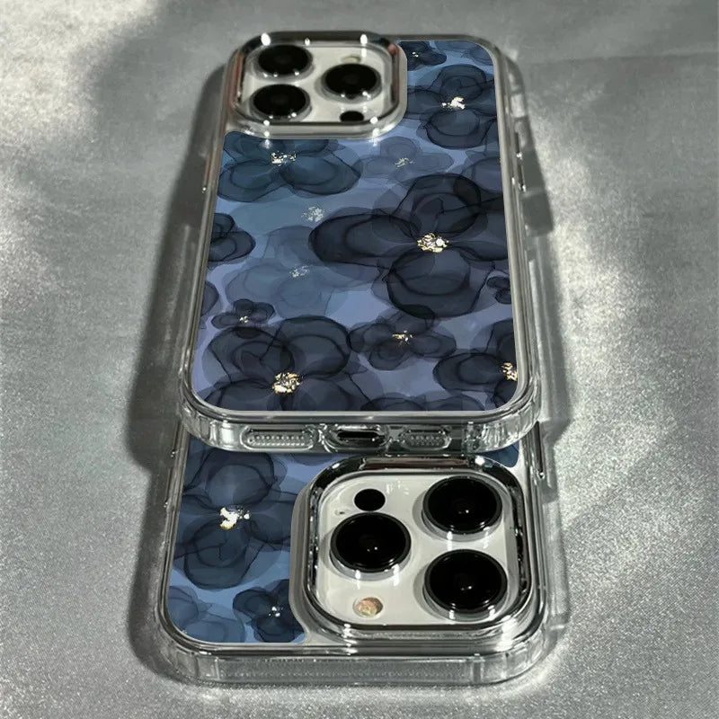 Clear Electroplated Floral Phone Case — Elegant Everyday Cover for iPhone 11–17