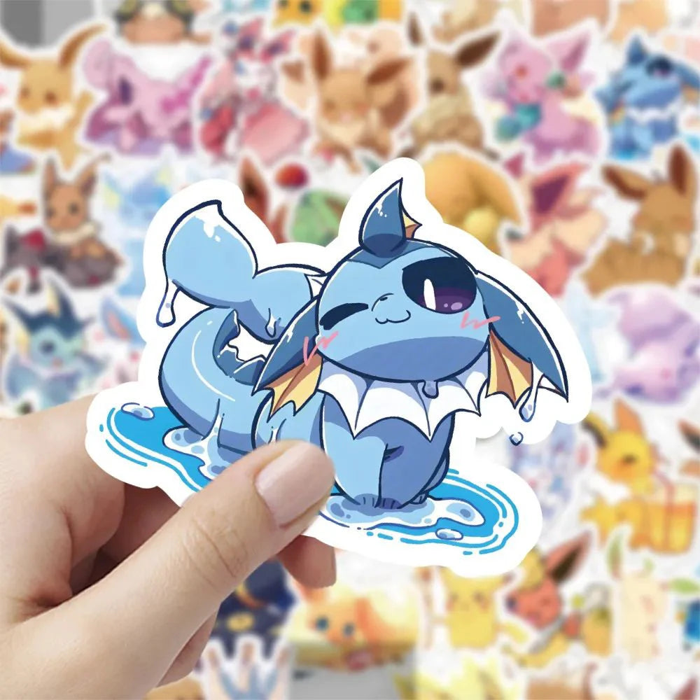 Kawaii Pokémon Eevee Sticker Pack — Waterproof Cute Anime Decals for Phones, Cars & Scrapbooking (10/30/60pcs)
