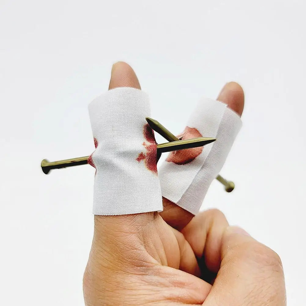 Fake Nail Through Finger Prank Toy — Realistic Halloween Magic Trick & Joke Prop