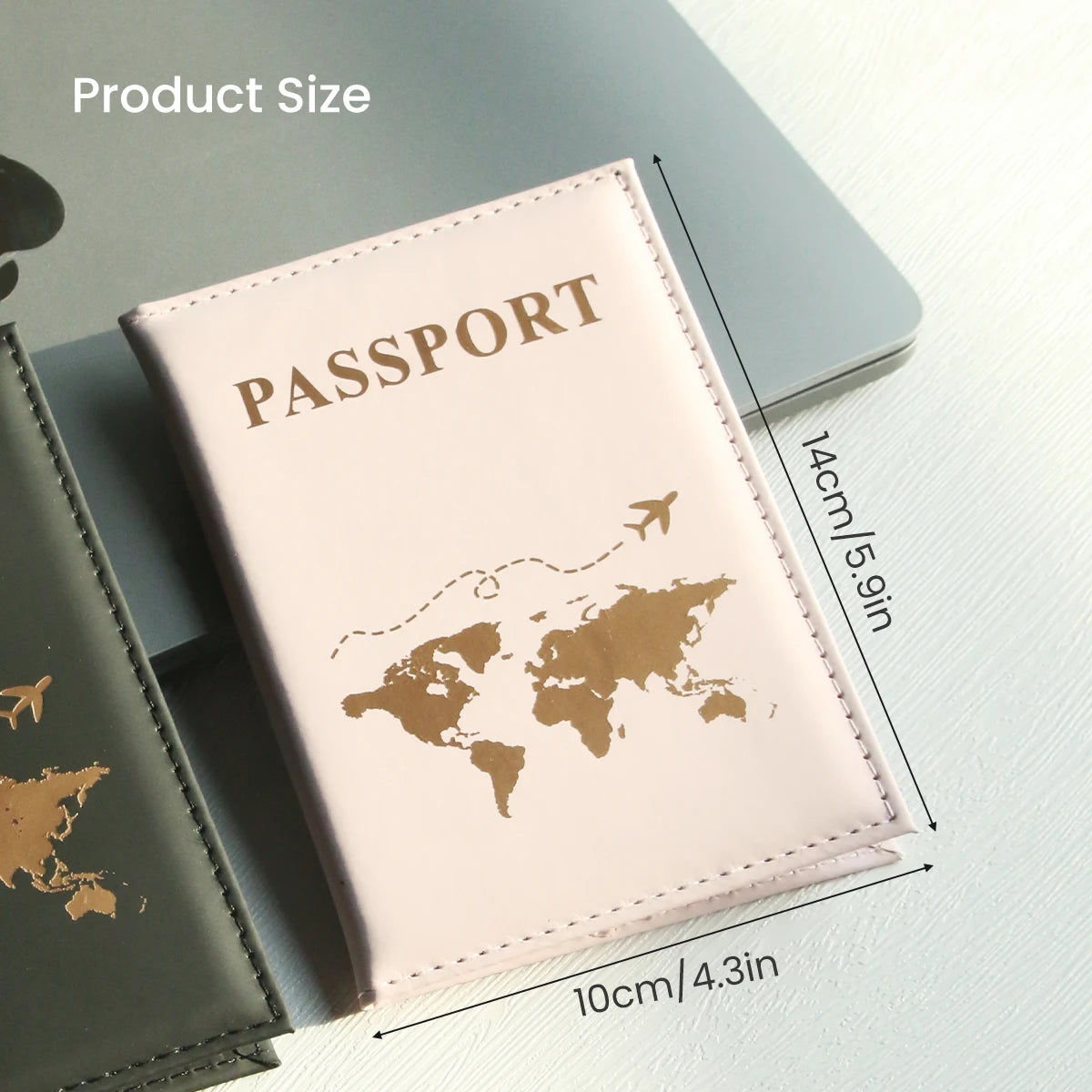 World Map Passport Wallet & Card Organizer — Slim PU Leather Cover for Travel