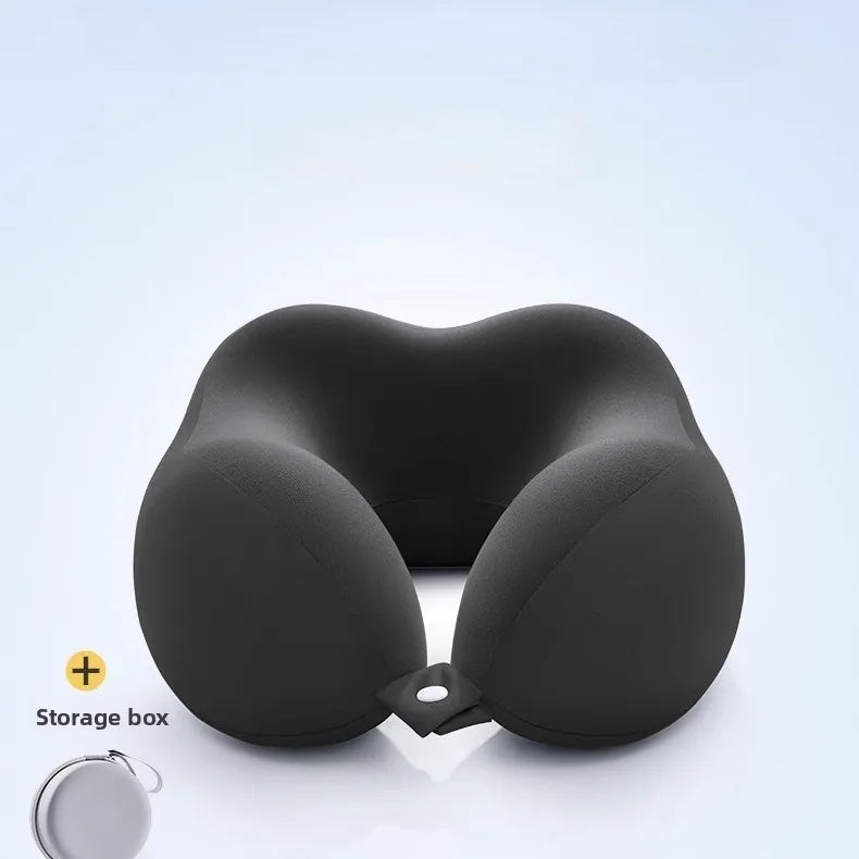 U-Shaped Memory Foam Neck Pillow with Storage Bag — For Travel, Office & Napping